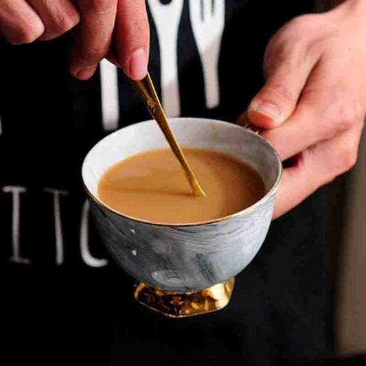 Elegant Marble Ceramic Teacup & Saucer Set
