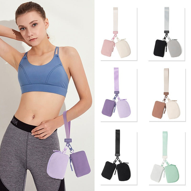 Compact Nylon Wristlet Bag – Dual Zipper Small Pouch for Keys & Essentials
