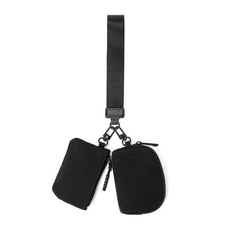 Compact Nylon Wristlet Bag – Dual Zipper Small Pouch for Keys & Essentials