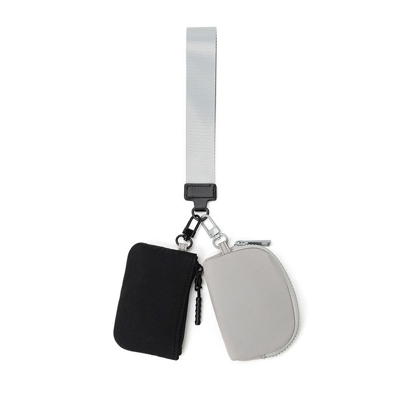 Compact Nylon Wristlet Bag – Dual Zipper Small Pouch for Keys & Essentials