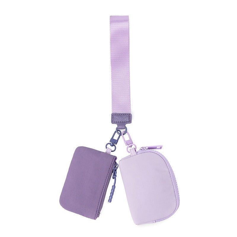 Compact Nylon Wristlet Bag – Dual Zipper Small Pouch for Keys & Essentials