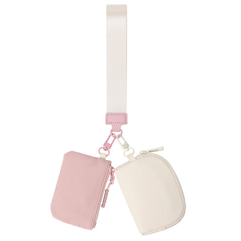 Compact Nylon Wristlet Bag – Dual Zipper Small Pouch for Keys & Essentials