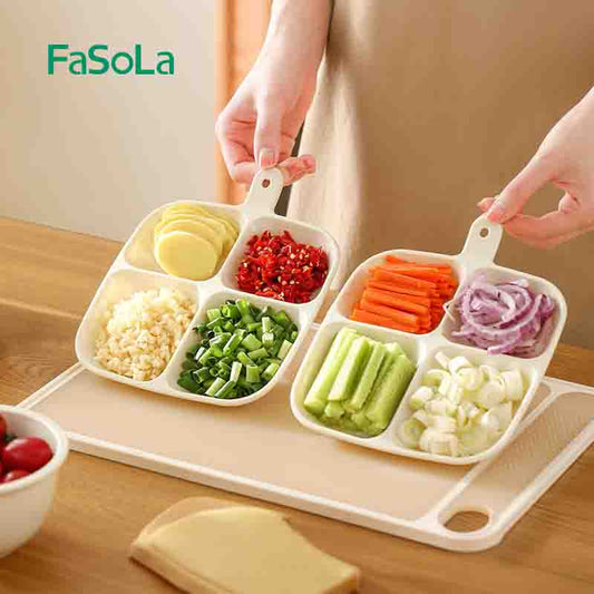 FaSoLa 4-Compartment Dish Plate - Wall-Hanging, Multi-Functional Prep & Seasoning Tray