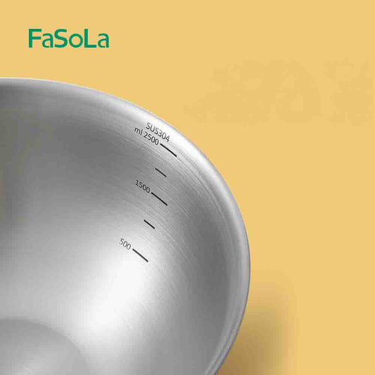 FaSoLa Stainless Steel Drain Bowl Set – Nesting Mixing Bowls with Strainer