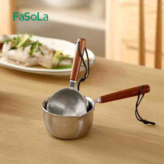 FaSoLa Stainless Steel Mini Pot – Thick Base, Anti-Scald Handle & No-Lid Design