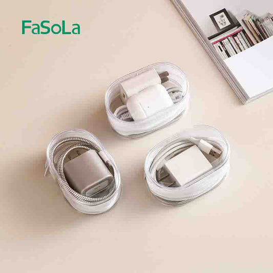 FaSoLa Transparent Mini Storage Pouch – Portable PVC Organizer for Cables, Cards & Accessories