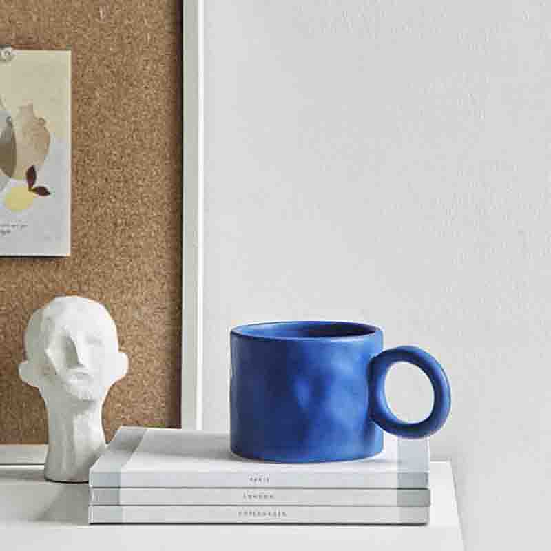 Hammered Matt Ceramic Mug - Blue