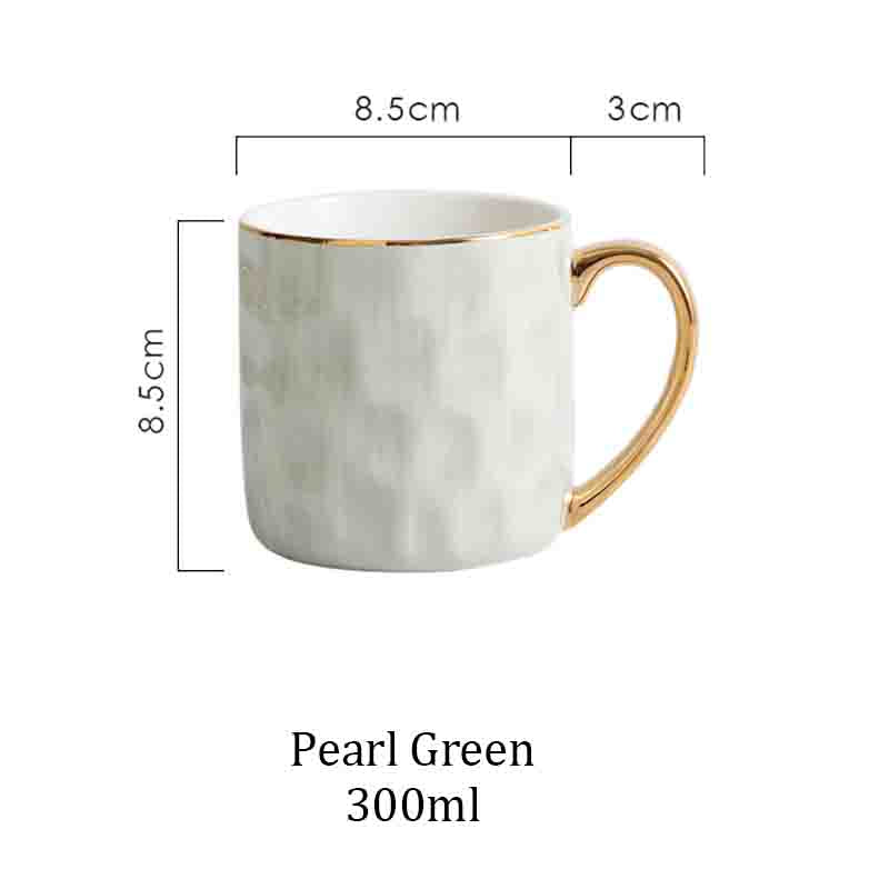 Hammered Texture Gold Handle Mug - Pearl Green