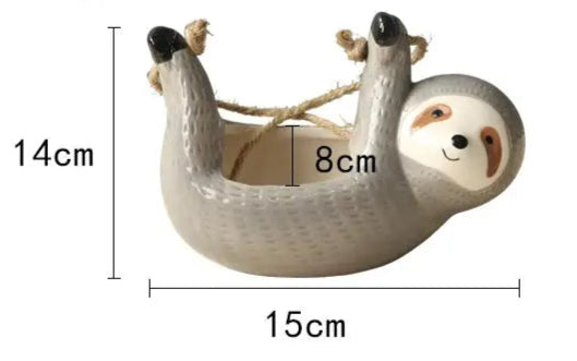 Swinging Sloth Ceramic Hanging Plant Pot – Cute & Quirky Planter for Scindapsus, Spider Plants & More! 🦥🌿