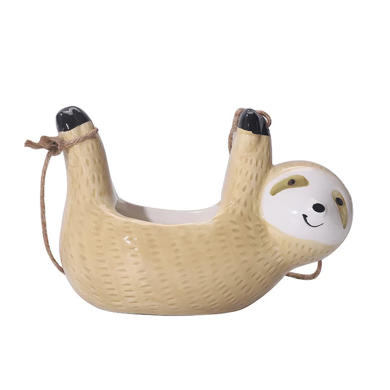 Swinging Sloth Ceramic Hanging Plant Pot – Cute & Quirky Planter for Scindapsus, Spider Plants & More! 🦥🌿