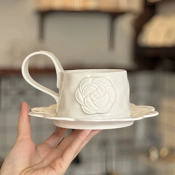 Elegant Motif Ceramic Teacup Set – 300ml