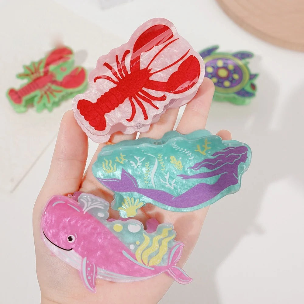 Ocean Creatures Acetate Claw Clip