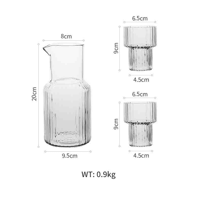 Ensemble de verres à boire avec pichet en verre ondulé