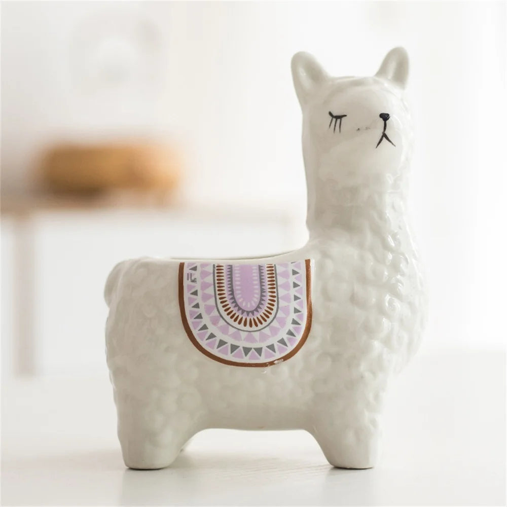 Alpaca Succulent Planter Pot – Cute Ceramic Animal Planter for Small Plants & Home Décor 🌵🦙