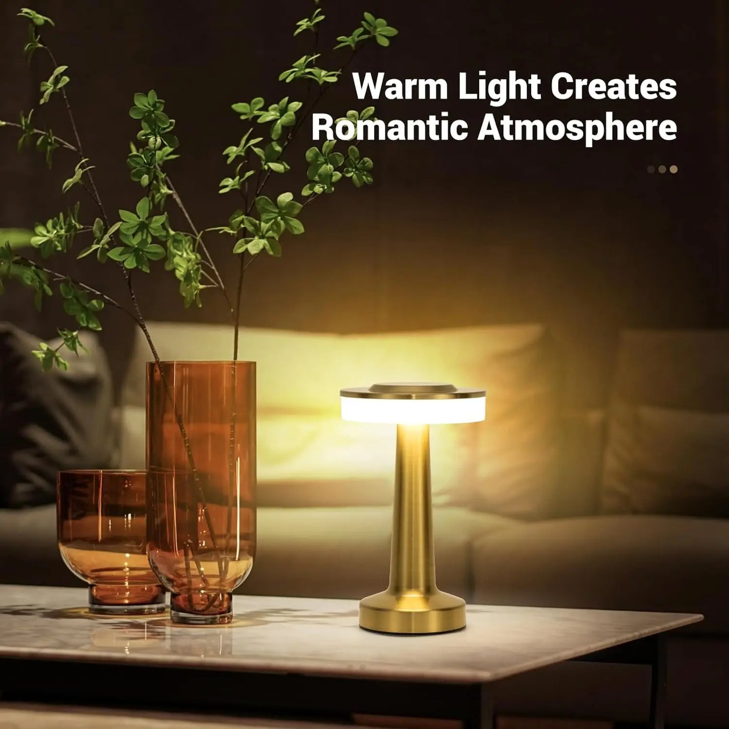 Retro LED Table Lamp - USB Rechargeable, Dimmable Night Light for Home, Bar, and More