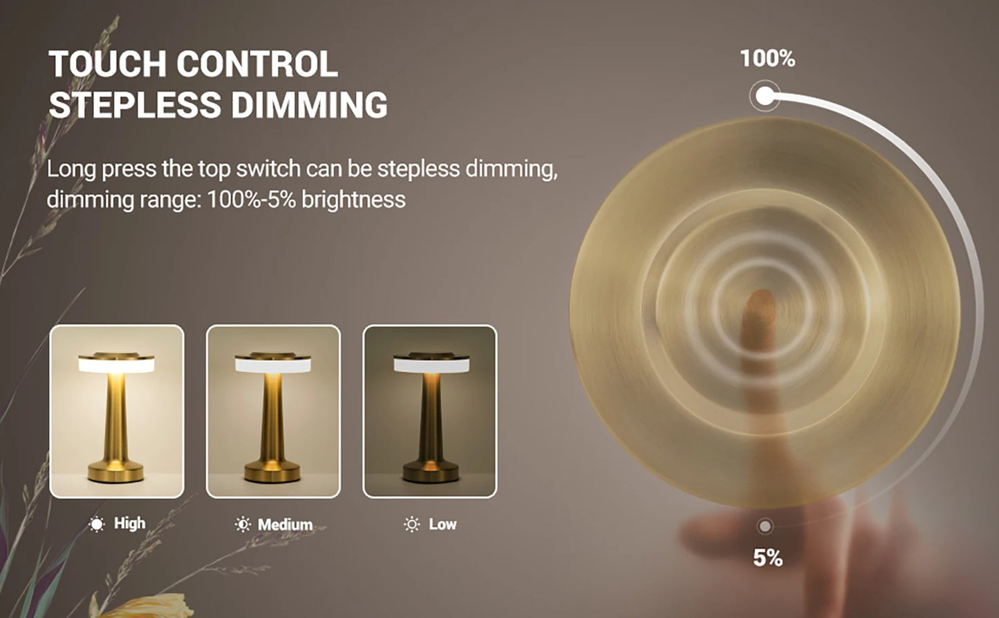 Retro LED Table Lamp - USB Rechargeable, Dimmable Night Light for Home, Bar, and More