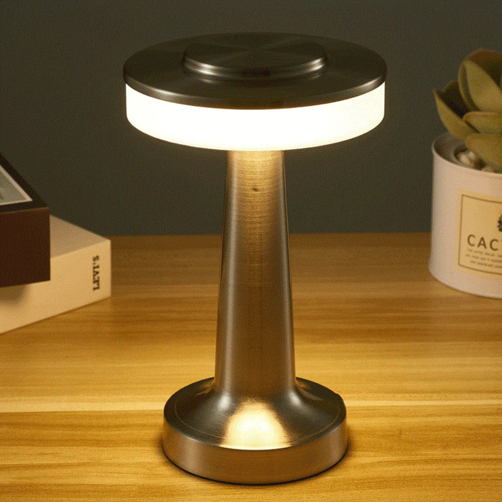 Retro LED Table Lamp - USB Rechargeable, Dimmable Night Light for Home, Bar, and More