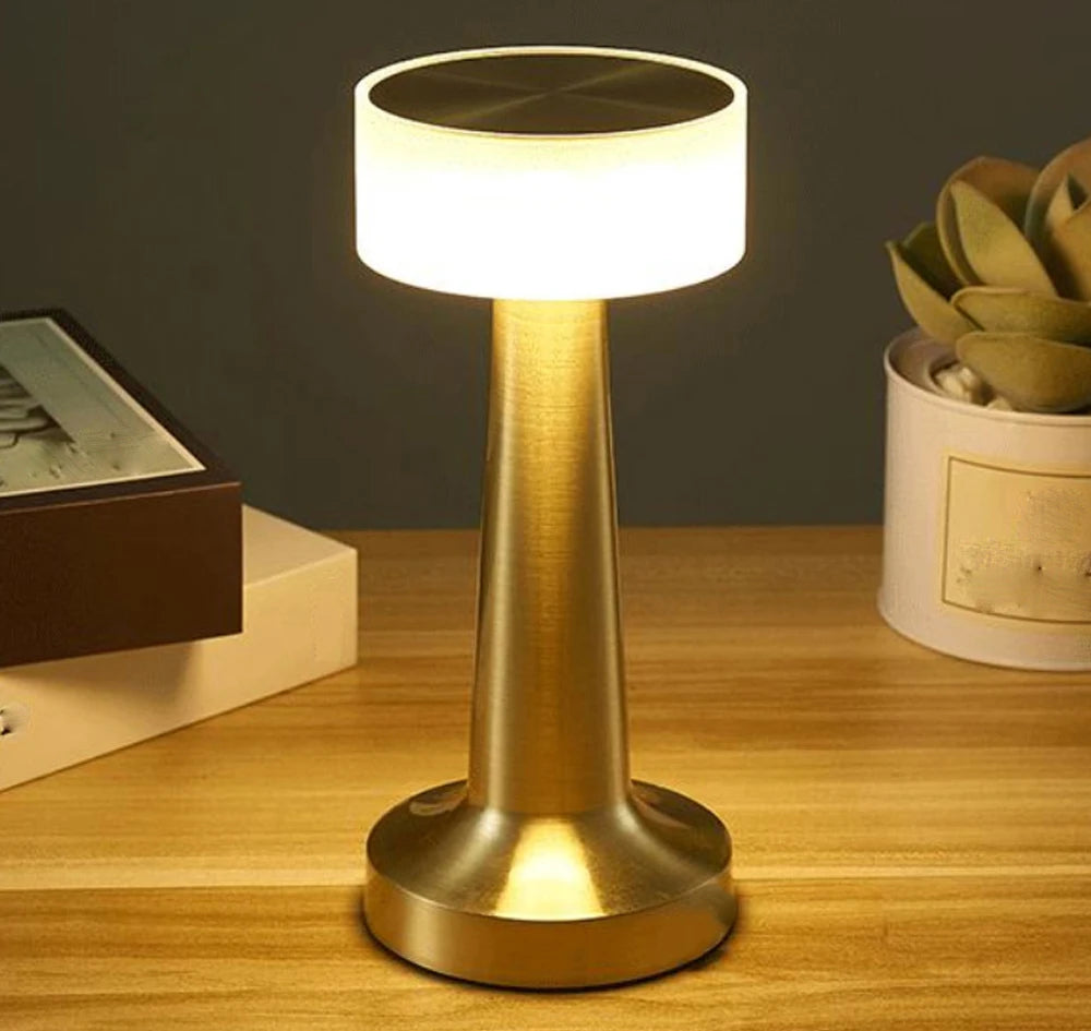 Retro LED Table Lamp - USB Rechargeable, Dimmable Night Light for Home, Bar, and More