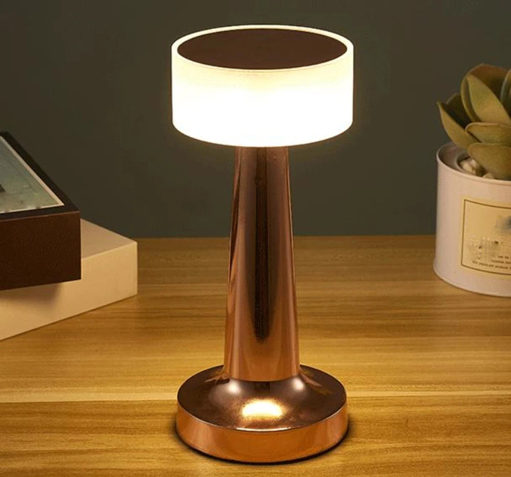 Retro LED Table Lamp - USB Rechargeable, Dimmable Night Light for Home, Bar, and More