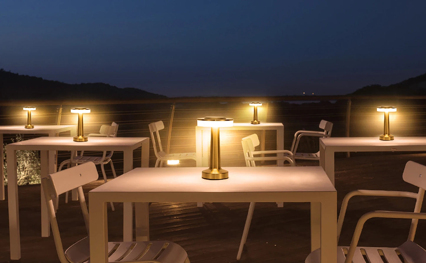 Retro LED Table Lamp - USB Rechargeable, Dimmable Night Light for Home, Bar, and More