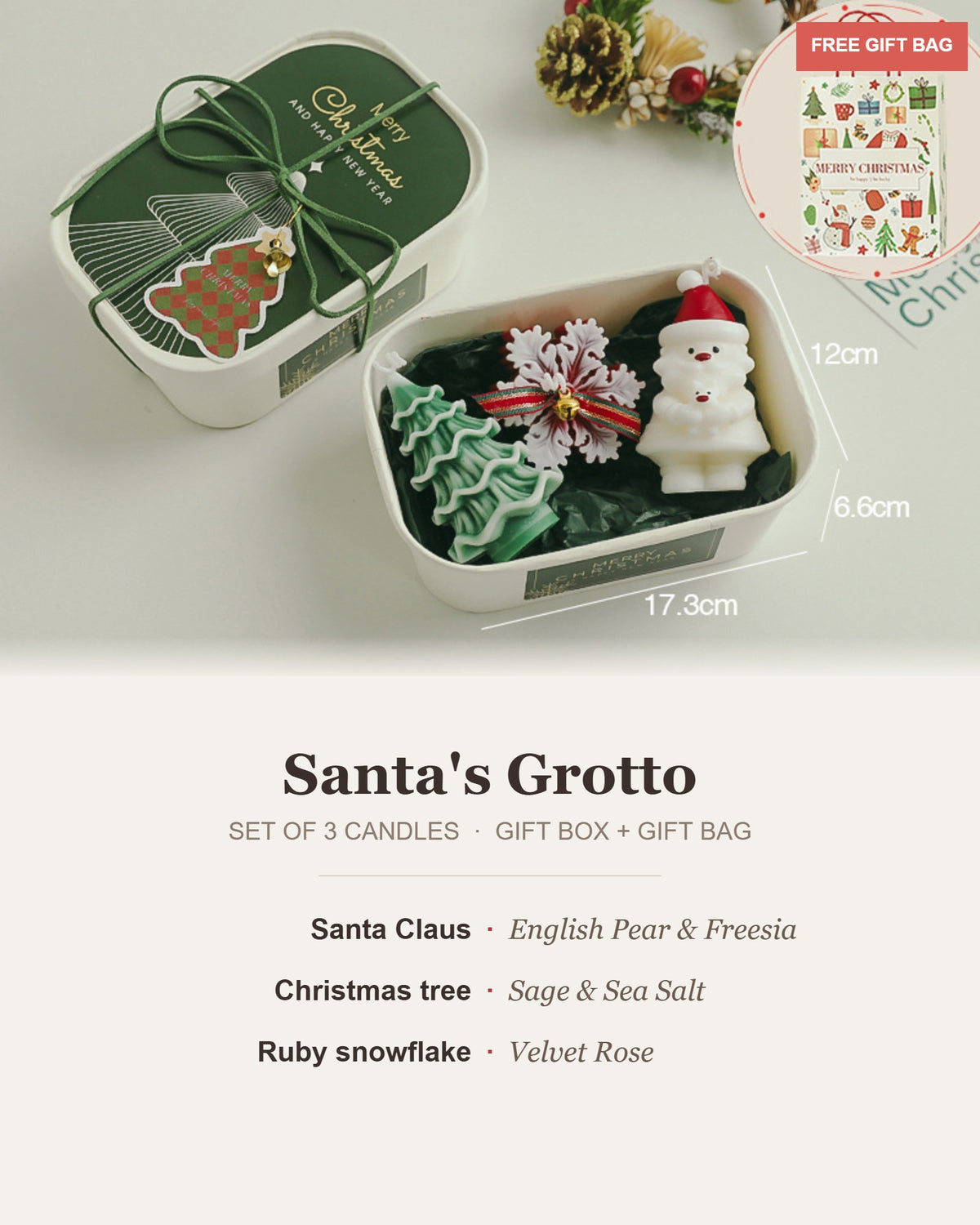 Santa's Grotto Christmas candle gift set contents and scents