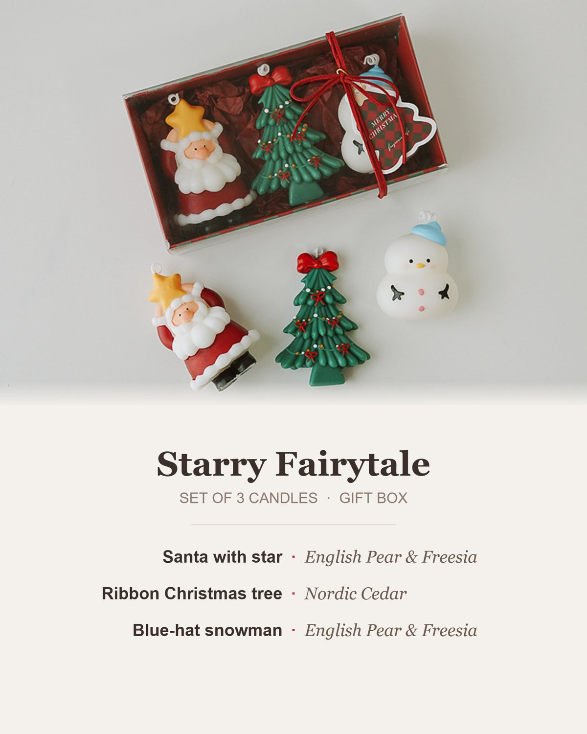 Starry Fairytale Christmas candle gift set contents and scents
