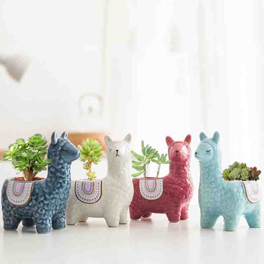 Alpaca Succulent Planter Pot – Cute Ceramic Animal Planter for Small Plants & Home Décor 🌵🦙