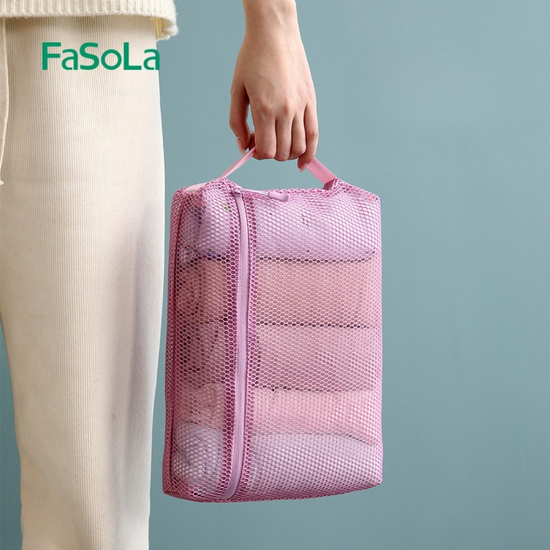 FaSoLa Mesh Storage Bag – Large-Capacity, Portable & Multi-Size Travel Cosmetic Organizer