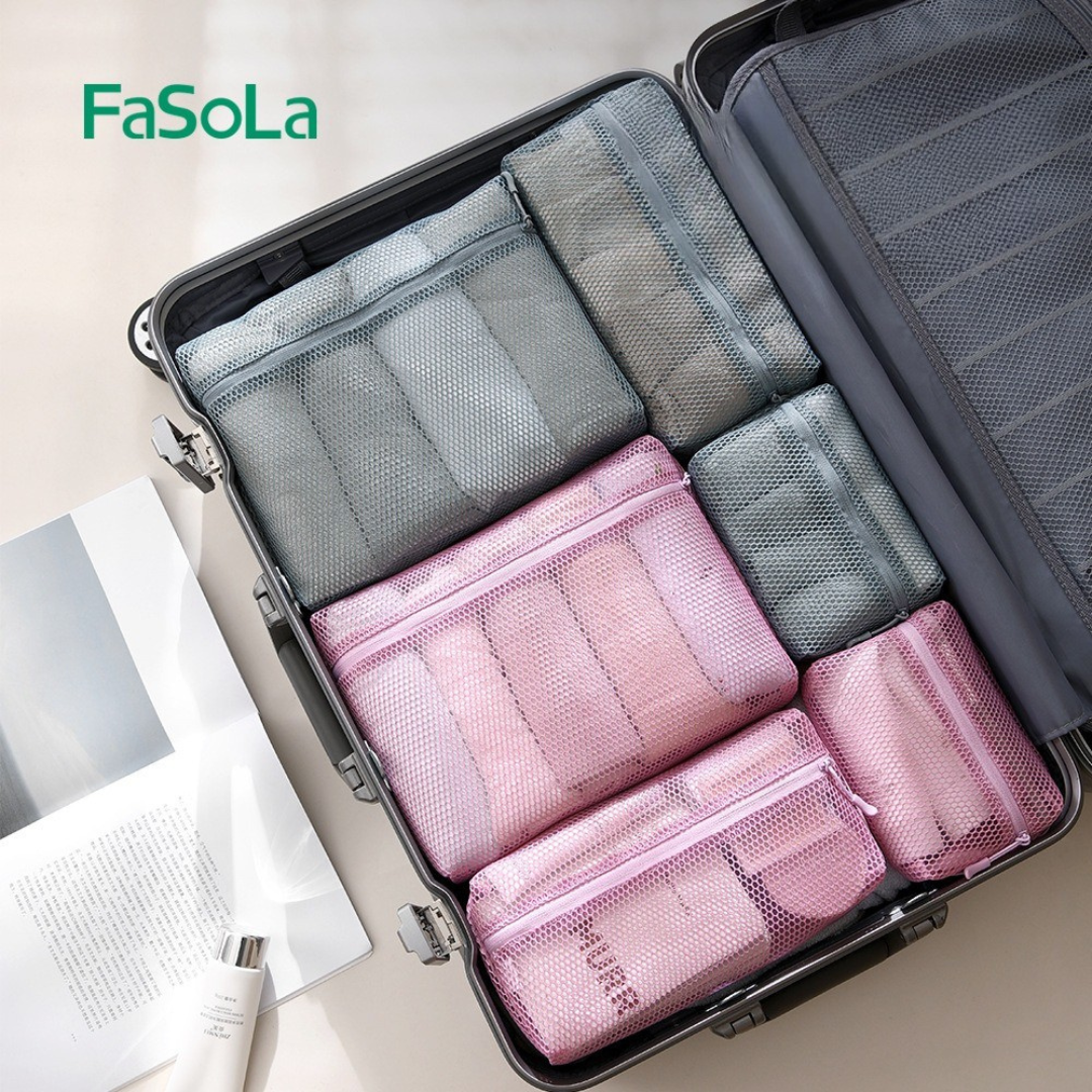 FaSoLa Mesh Storage Bag – Large-Capacity, Portable & Multi-Size Travel Cosmetic Organizer