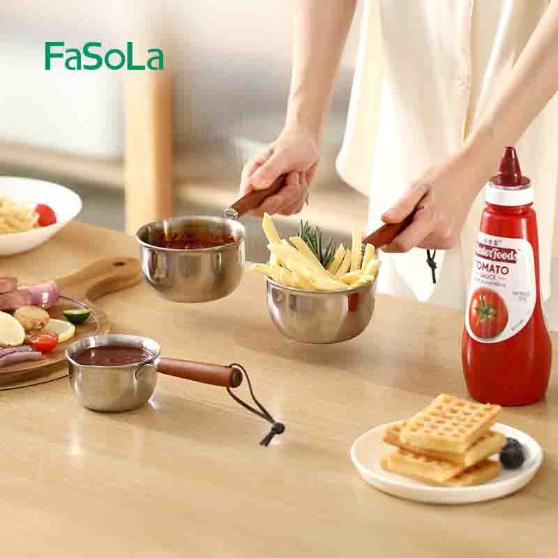 FaSoLa Stainless Steel Mini Pot – Thick Base, Anti-Scald Handle & No-Lid Design