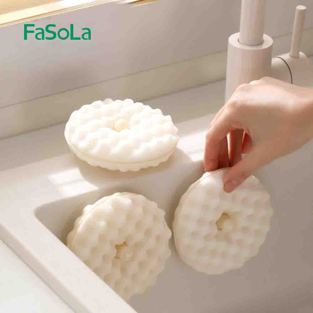 FaSoLa Double-Sided Dishwashing Sponge – Suction Holder, Non-Scratch & Heavy-Duty