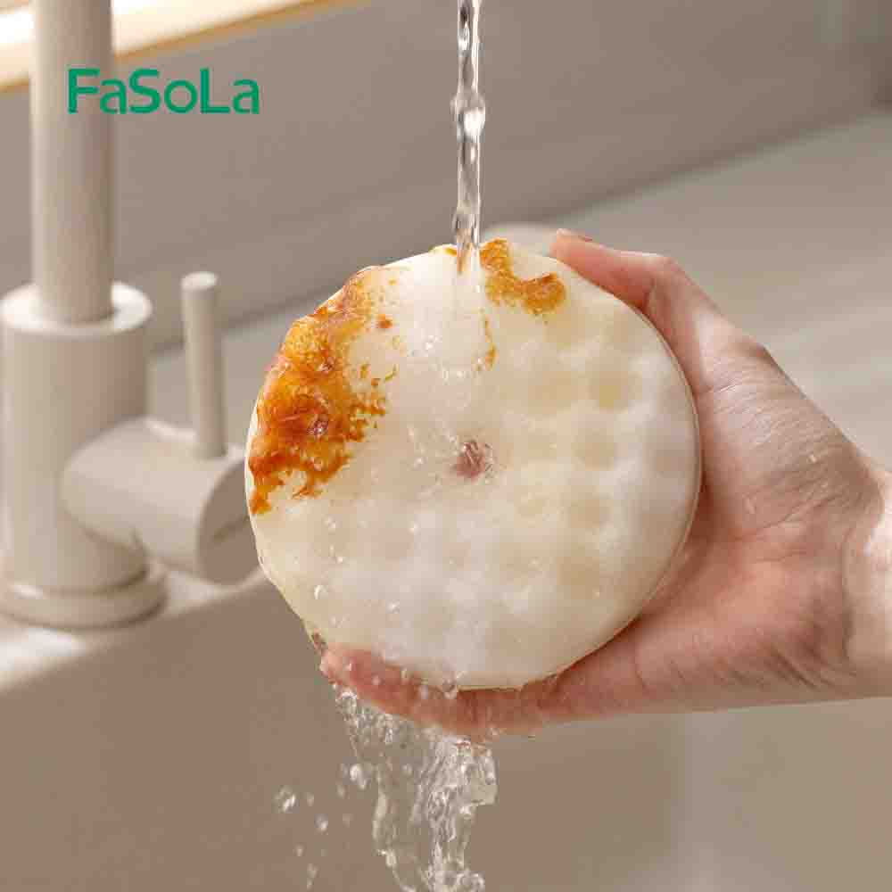 FaSoLa Double-Sided Dishwashing Sponge – Suction Holder, Non-Scratch & Heavy-Duty