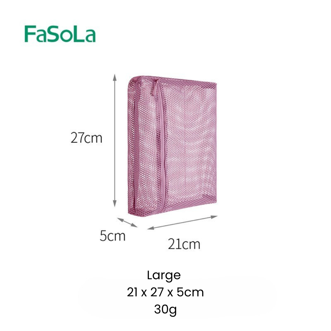 FaSoLa Mesh Storage Bag – Large-Capacity, Portable & Multi-Size Travel Cosmetic Organizer