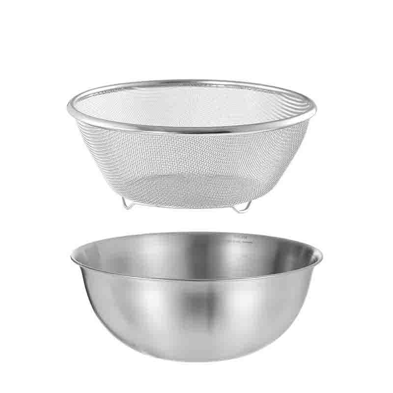 FaSoLa Stainless Steel Drain Bowl Set – Nesting Mixing Bowls with Strainer
