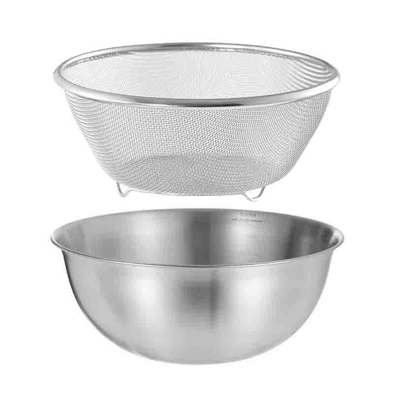 FaSoLa Stainless Steel Drain Bowl Set – Nesting Mixing Bowls with Strainer