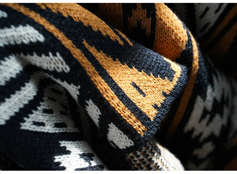 Cozy Bohemian Aztec Pattern Knit Throw Blanket