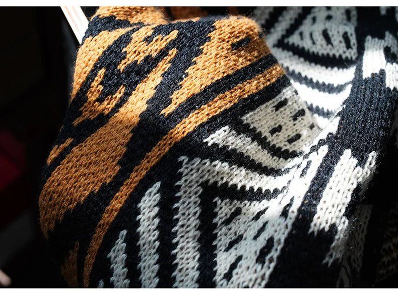 Cozy Bohemian Aztec Pattern Knit Throw Blanket