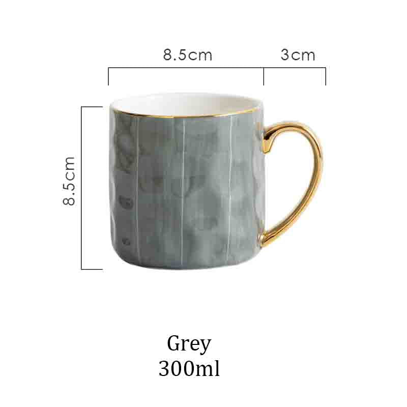 Hammered Texture Gold Handle Mug - Grey