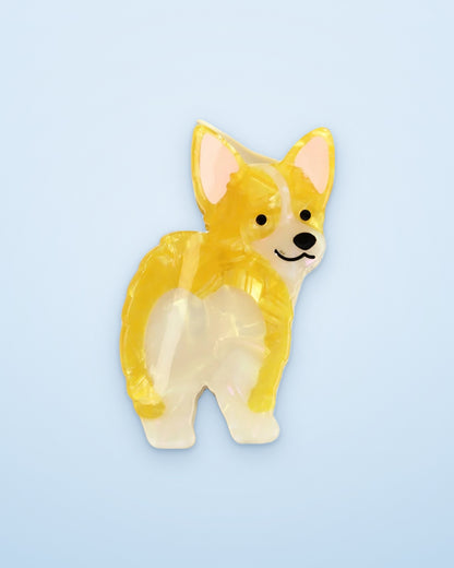 Corgi acetate claw clip on a sky blue background