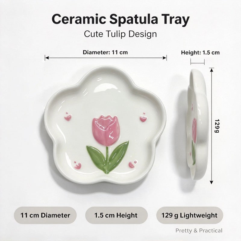 Tulip ceramic spoon rest size: 11 cm diameter, 1.5 cm high, 129 g