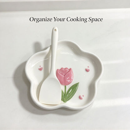 Tulip ceramic spoon rest
