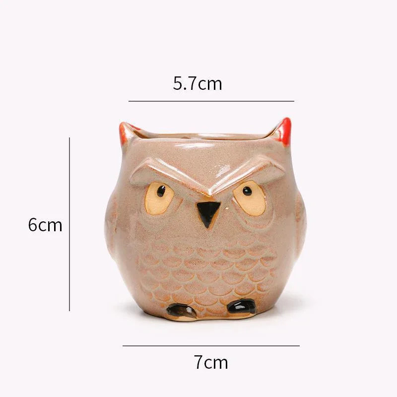 Hootiful Charm – Ceramic Owl Mini Flower Pot for Succulents & Cacti, Cute Décor for Home, Office, and Gifting 🦉🌱