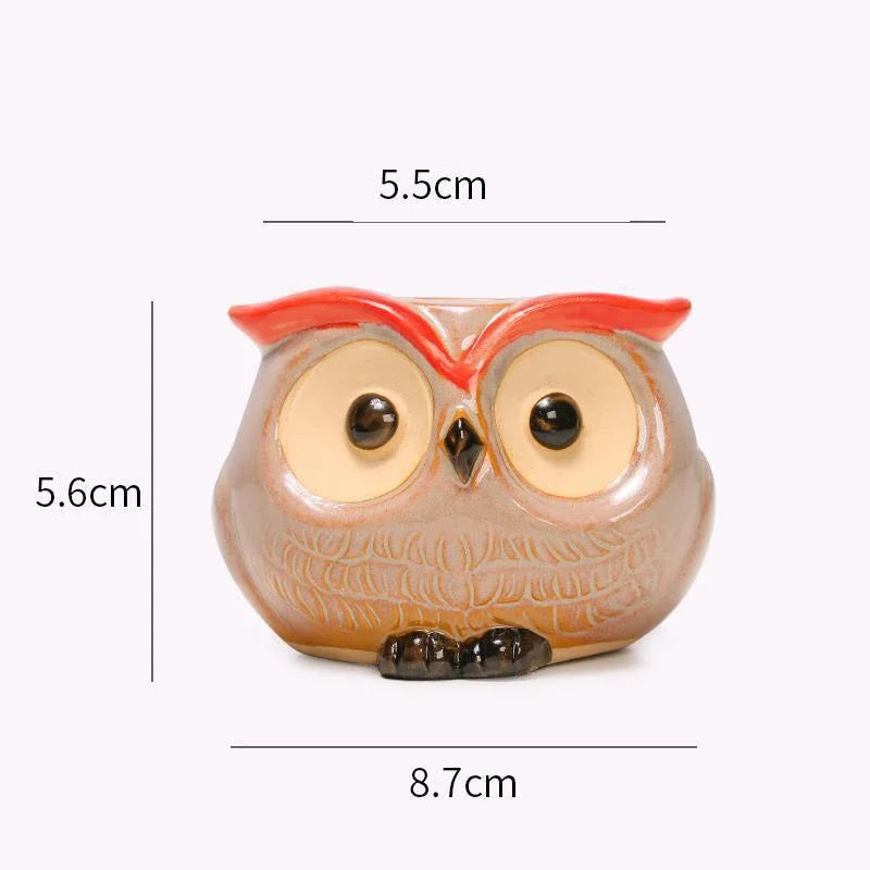 Hootiful Charm – Ceramic Owl Mini Flower Pot for Succulents & Cacti, Cute Décor for Home, Office, and Gifting 🦉🌱