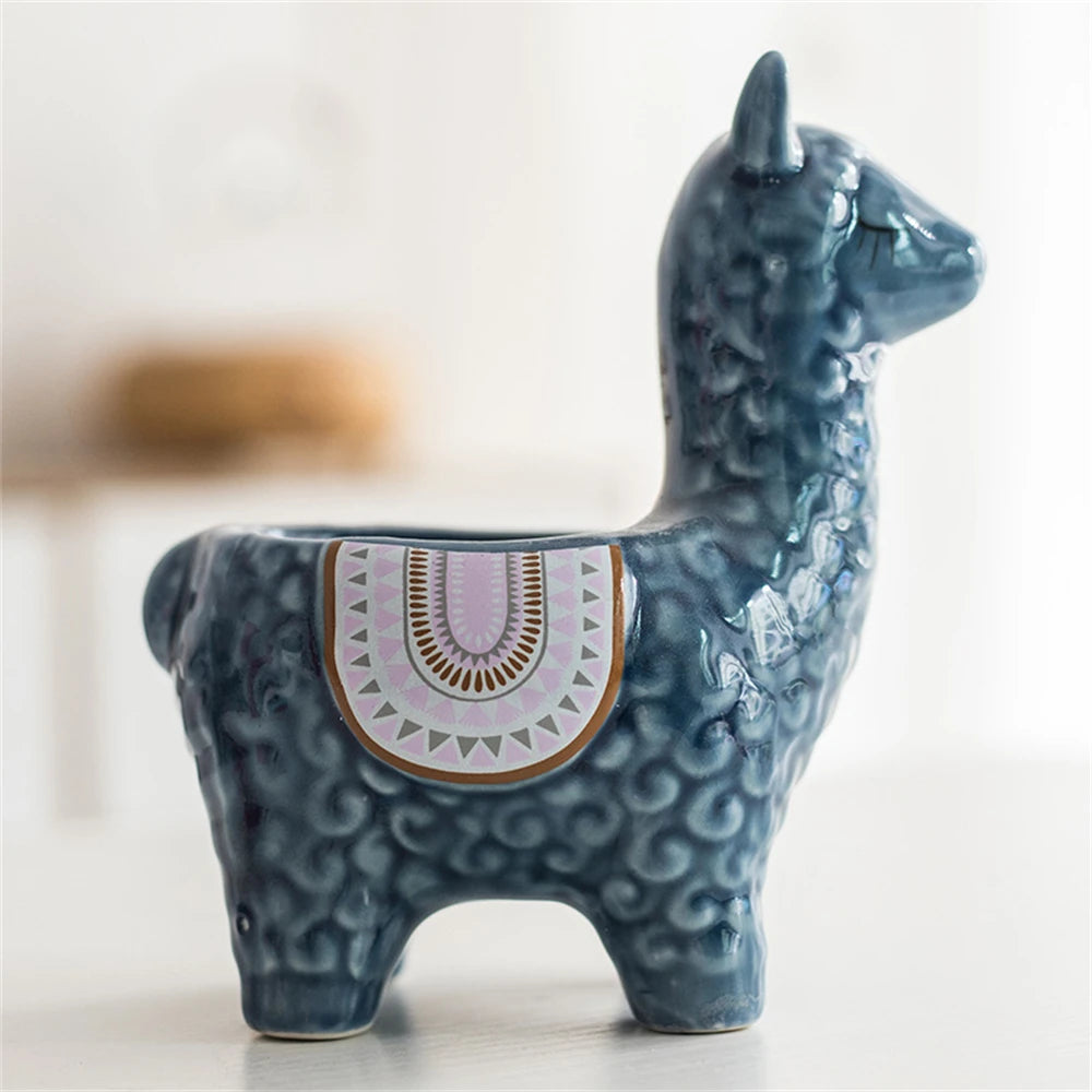 Alpaca Succulent Planter Pot – Cute Ceramic Animal Planter for Small Plants & Home Décor 🌵🦙