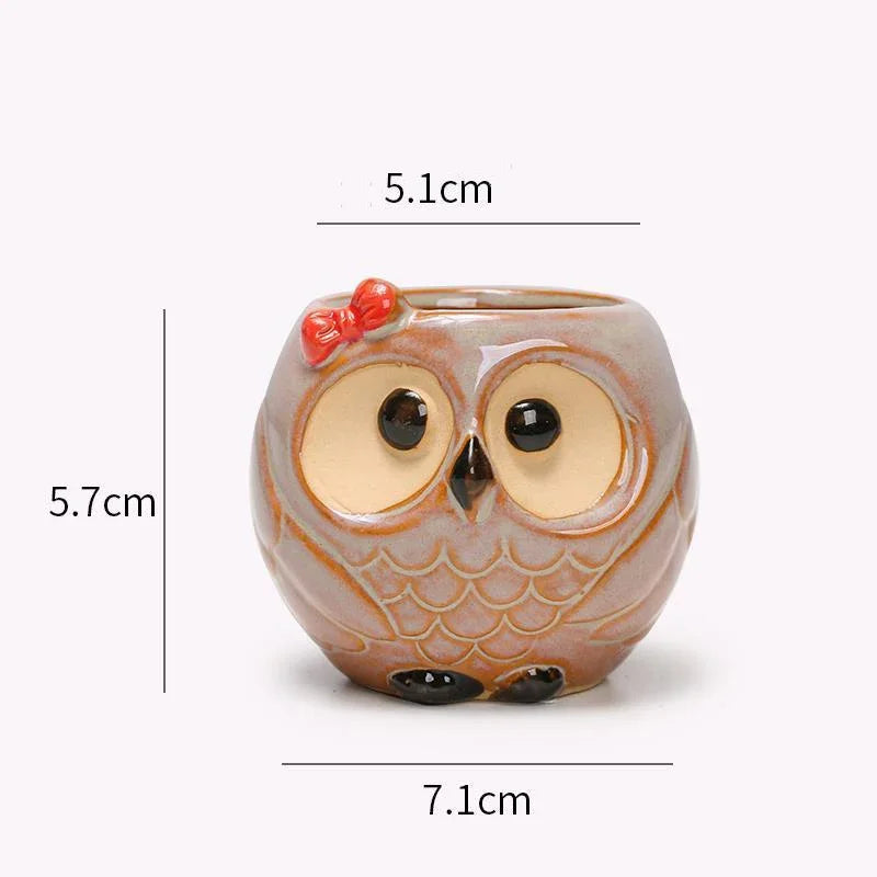 Hootiful Charm – Ceramic Owl Mini Flower Pot for Succulents & Cacti, Cute Décor for Home, Office, and Gifting 🦉🌱