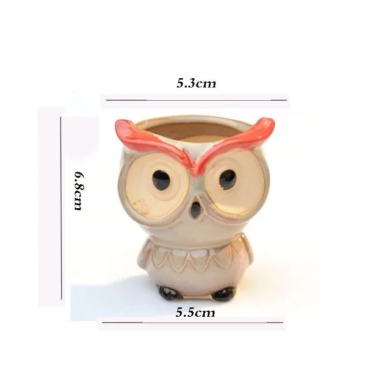 Hootiful Charm – Ceramic Owl Mini Flower Pot for Succulents & Cacti, Cute Décor for Home, Office, and Gifting 🦉🌱