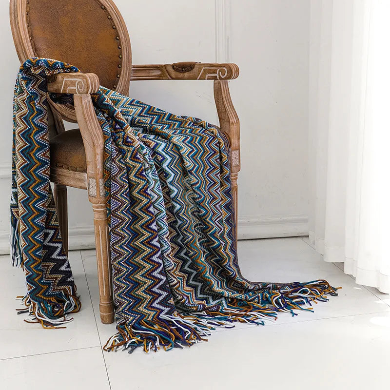 The Sunbeam Throw: Retro Bohemian Knitted Blanket
