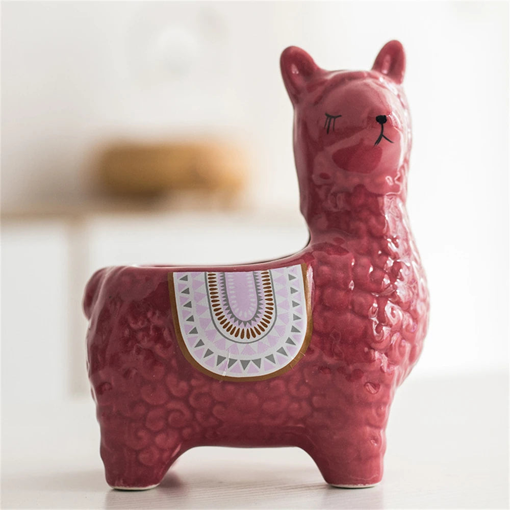 Alpaca Succulent Planter Pot – Cute Ceramic Animal Planter for Small Plants & Home Décor 🌵🦙