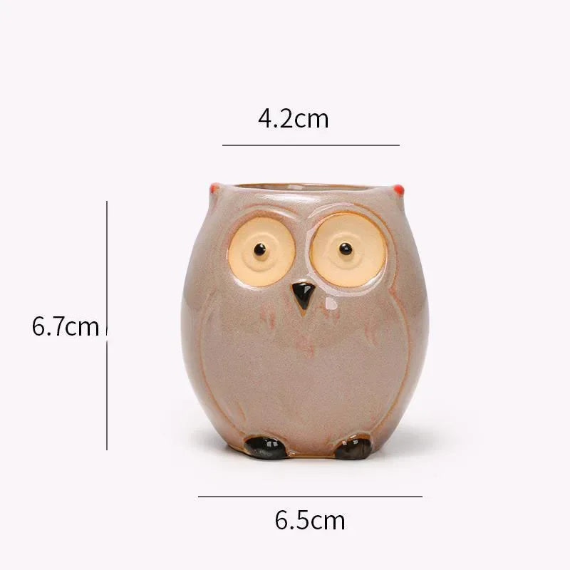 Hootiful Charm – Ceramic Owl Mini Flower Pot for Succulents & Cacti, Cute Décor for Home, Office, and Gifting 🦉🌱