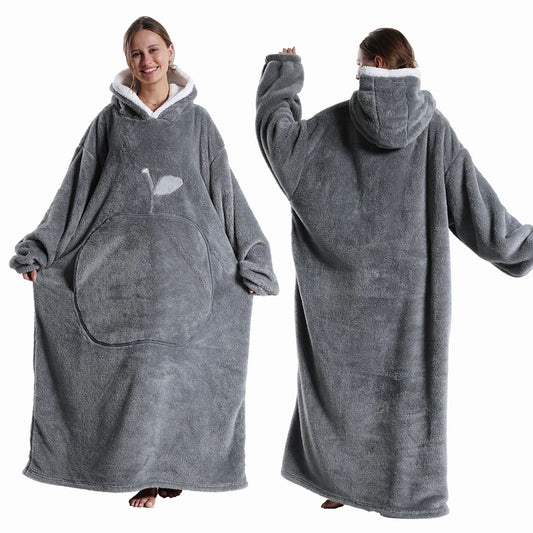 Oversized Hooded Blanket with Sleeves - Ultra-Cozy Winter Flannel Throw for Adults, Perfect for Lounging, TV Nights, and More